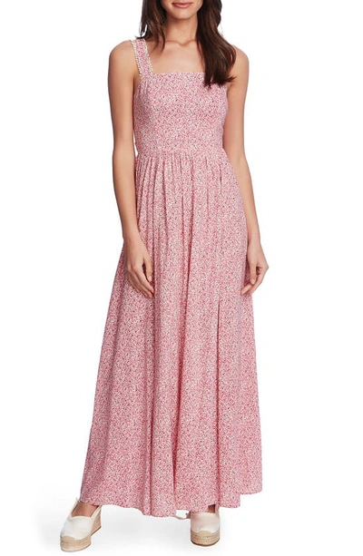 1.state Ditsy Tie Back Maxi Dress In Passion Pink
