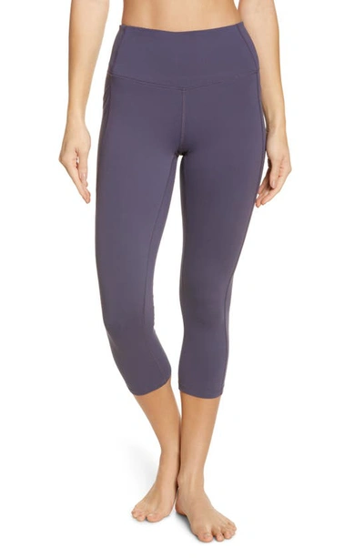 Zella Live In High Waist Pocket Crop Leggings In Grey Stone