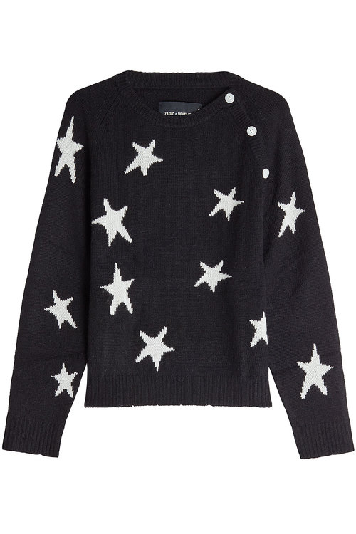 Zadig & Voltaire Printed Cashmere Pullover In Black | ModeSens