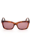 Max Mara 55mm Rectangular Sunglasses In Red Havana / Bordeaux