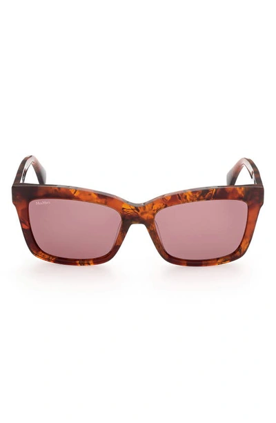 Max Mara 55mm Rectangular Sunglasses In Red Havana / Bordeaux