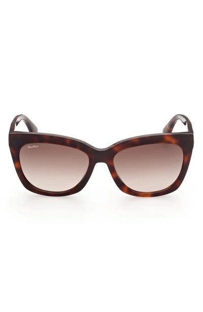 Max Mara 55mm Square Sunglasses In Dark Havana / Gradient Brown