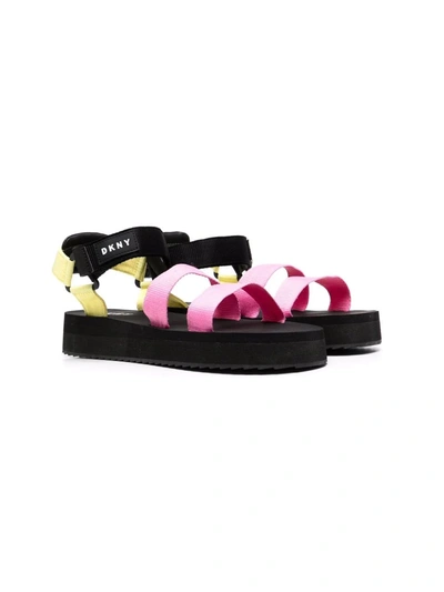 Dkny Teen Colour-block Platform Sandals In Pink