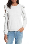Rebecca Minkoff Gracie Crewneck Cold-shoulder Cotton Sweatshirt In Light Heather Grey