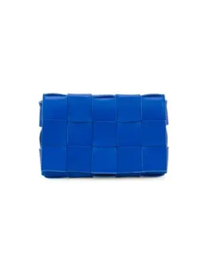 Bottega Veneta The Cassette Leather Crossbody Bag In Cobalt Silver