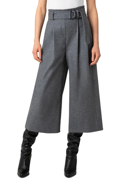 Akris Punto Fiorella Wide-leg Belted Wool-blend Culottes In Granite