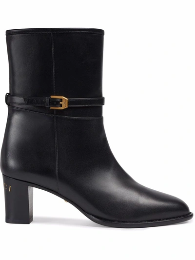 Gucci Gg Leather Boots In Nero