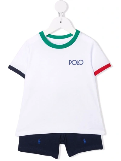 Ralph Lauren Babies' Cotton Polo Pony T-shirt And Shorts Set (3-24 Months) In White