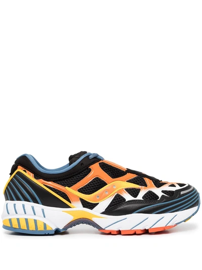 Saucony Grid Web Lace-up Sneakers In Black Orange Yellow