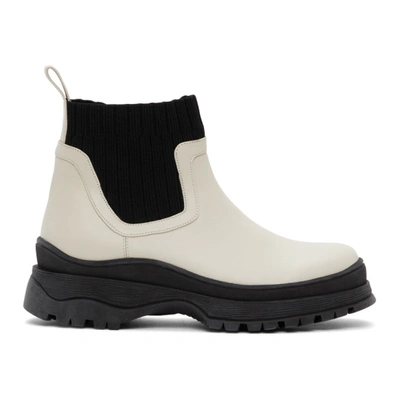 Staud Elasticated Sock-ankle Boots In White/black