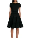 Alaïa Women's Tiered Fit-&-flare Wool Knit Dress In Noir