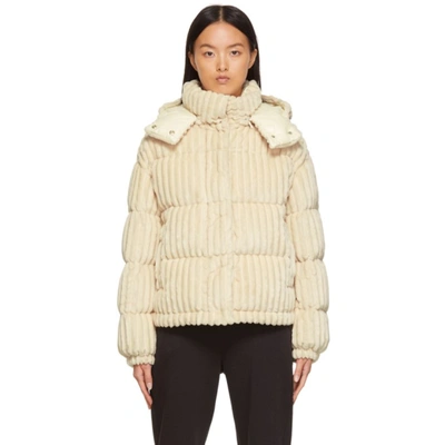 Moncler Daos Water Resistant Corduroy Hooded Down Puffer Jacket In Cream |  ModeSens