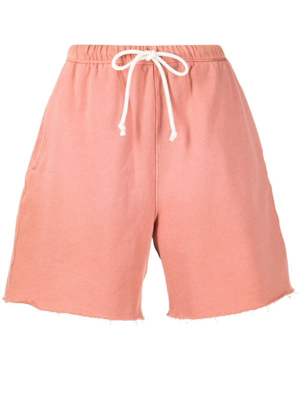 Re/done + Hanes 80s Frayed Cotton-jersey Shorts In Coral | ModeSens