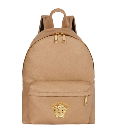 Versace Palazzo Calf Leather Backpack In Brown