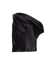 The Sei Asymmetrical Cowlneck Silk Top In Black