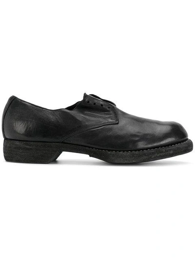 Guidi Distressed Oxford Shoes In Black