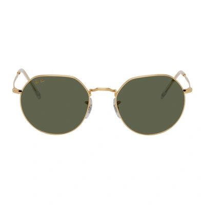 Ray Ban Jack Sunglasses Legend Gold Frame Green Lenses 51-20