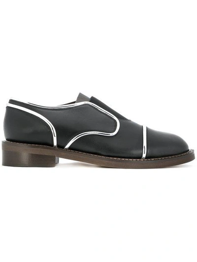 Marni Contrast-piping Leather Loafers In Black