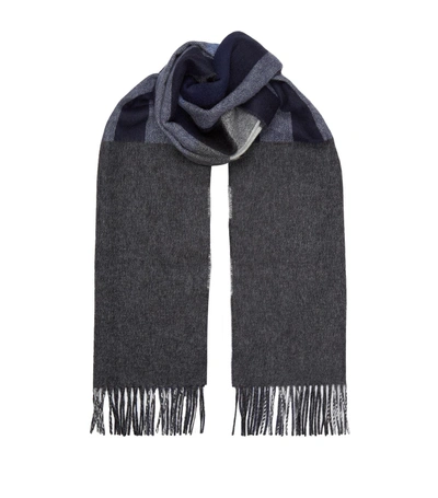 Burberry Reverse Check Melange Cashmere Scarf In Navy
