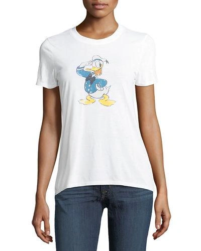 David Lerner High-low Donald Duck Tee In White
