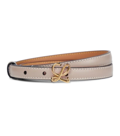 Loewe Textured-leather Belt In Light Oat & Gold