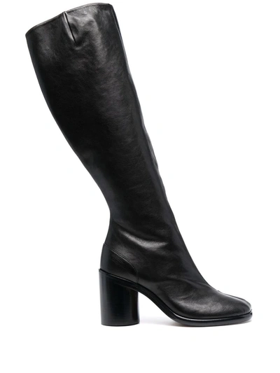 Maison Margiela Tabi Leather Knee-high Leather Boots In Black