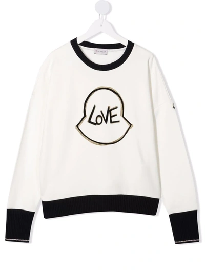 Moncler Kids' Love Fleece Graphic Sweatshirt In White
