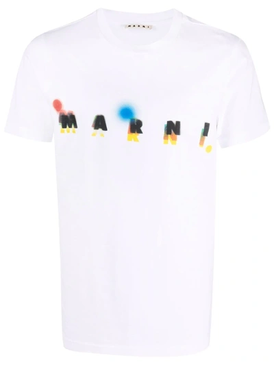 Marni Cotton Blurred-logo T-shirt In White