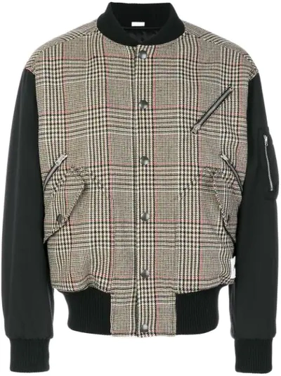 Stella Mccartney Dogtooth Bomber Jacket In Beige Multi