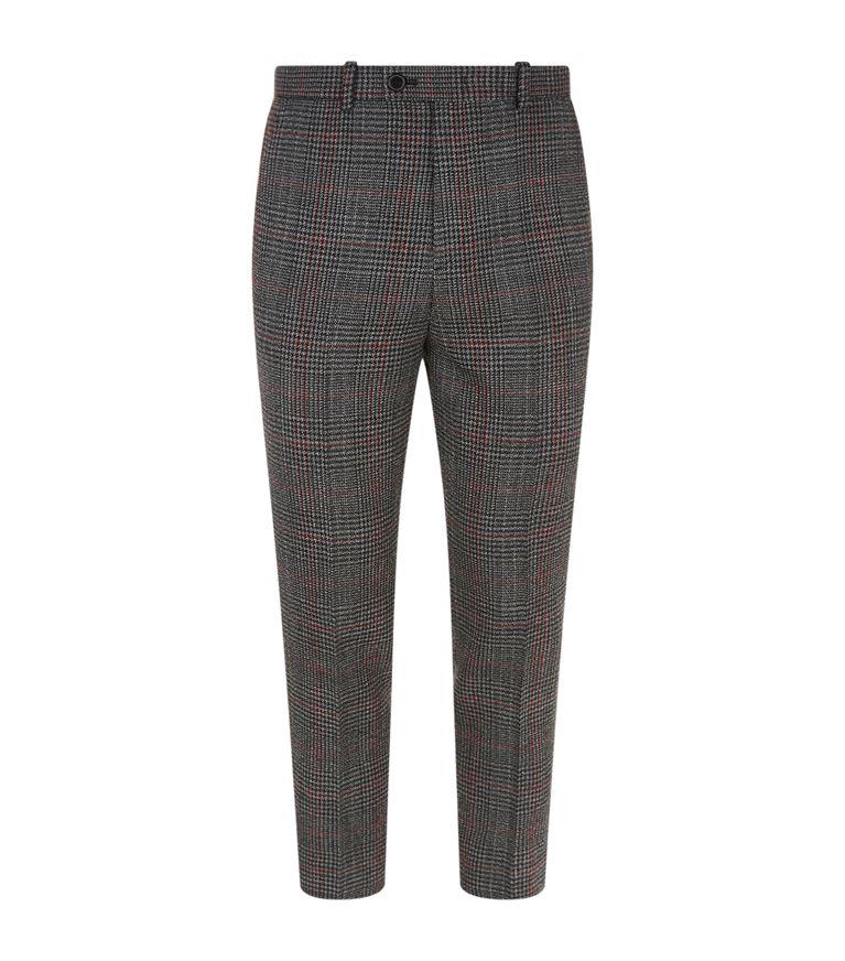 Solid Homme Checked Formal Trousers | ModeSens
