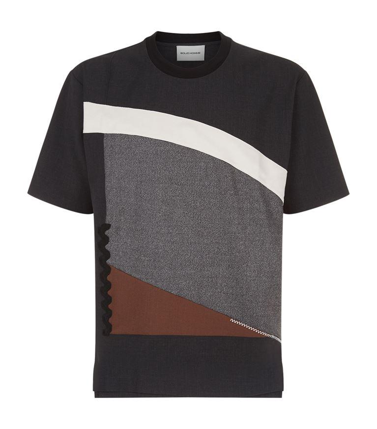 Solid Homme Abstract Panelled T-shirt | ModeSens