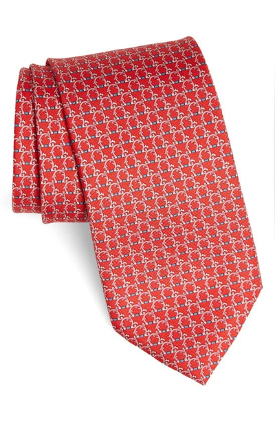 Ferragamo Gancini Silk Classic Tie In Red