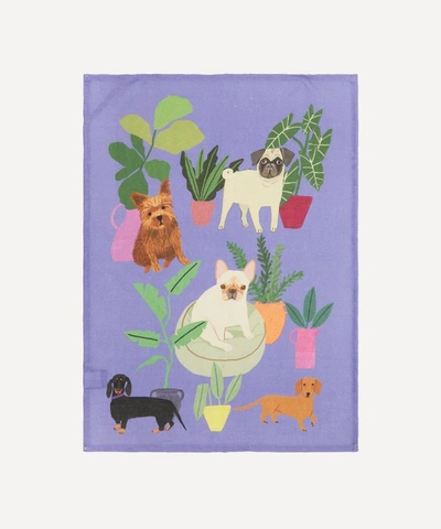 Avenida Home Dogs Linen Tea Towel In Blue