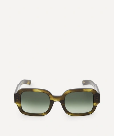 Flatlist Tishkoff Olive Horn Sunglasses In Olive Horn/olive Gradient