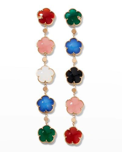 Pasquale Bruni 18k Rose Gold Petit Joli Multi Gemstone & Diamond Flower Drop Earrings