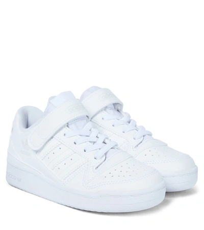 Adidas Originals Kids' Forum Low Leather Trainers 9-10 Years In White/white