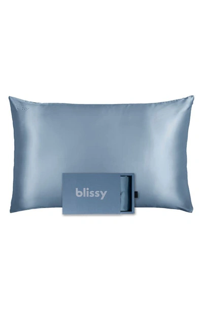 Blissy Mulberry Silk Pillowcase In Ash Blue