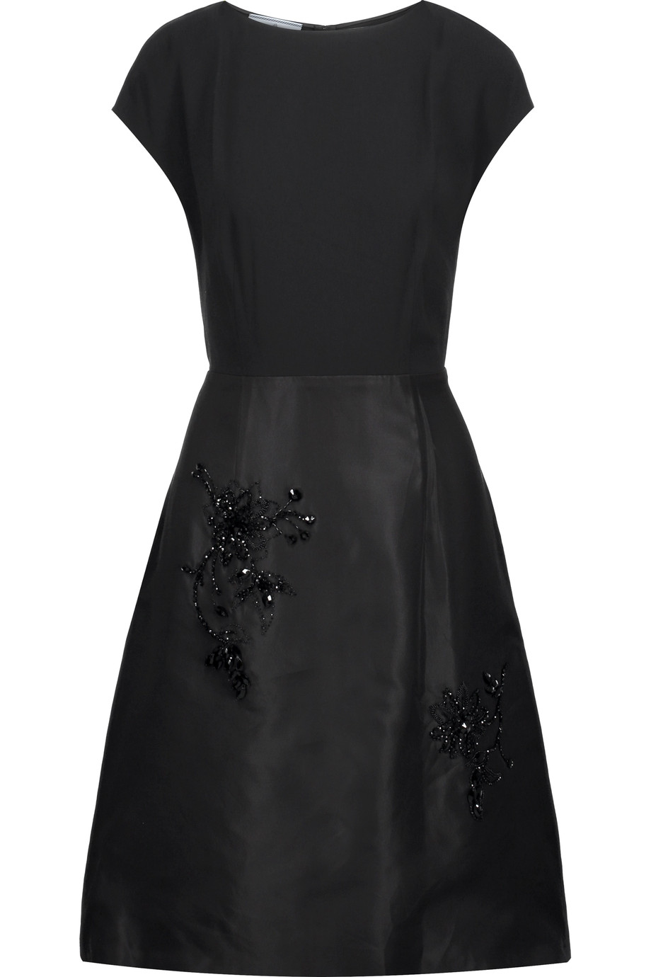 Prada Bead-embellished Paneled Silk-satin And Crepe Dress | ModeSens
