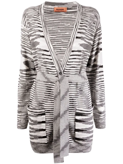 Missoni Striped-knit Belted Cashmere Cardigan In Fiammato Donna