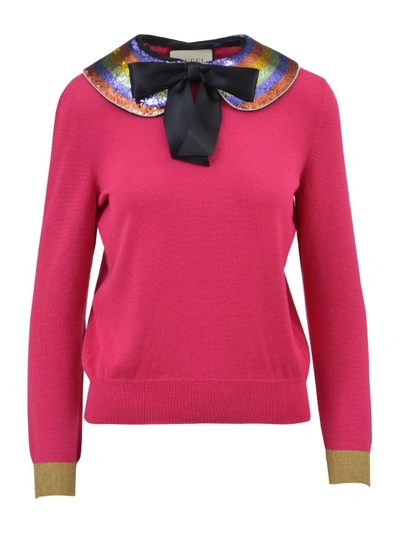 Gucci Cashmere Silk Knit Top In Pink