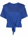 Isabel Marant Zelikia Strong-shoulder Self-tie Top In Blue