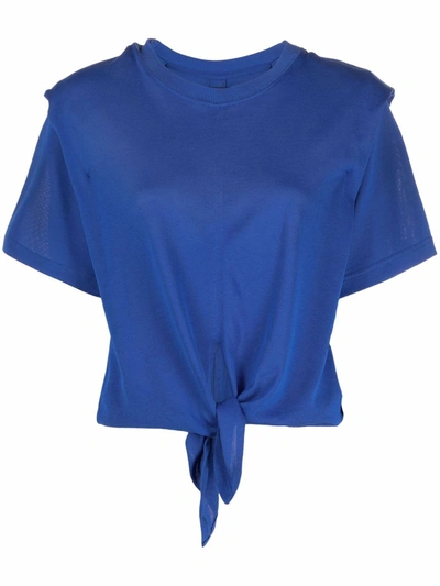 Isabel Marant Zelikia Strong-shoulder Self-tie Top In Blue