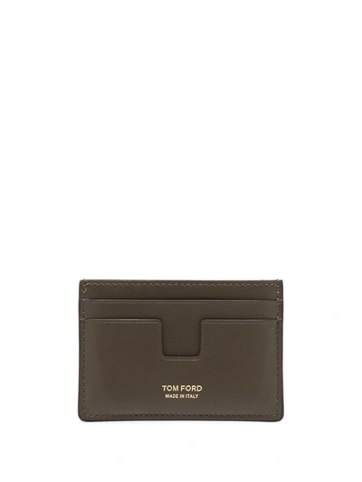 Tom Ford Tf Leather Cardholder In 褐色