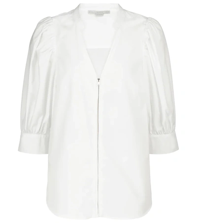 Stella Mccartney Rose Zip-up Cotton Blouse In White