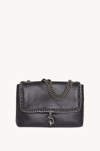Rebecca Minkoff Edie Flap Shoulder Bag With Woven Chain In Black