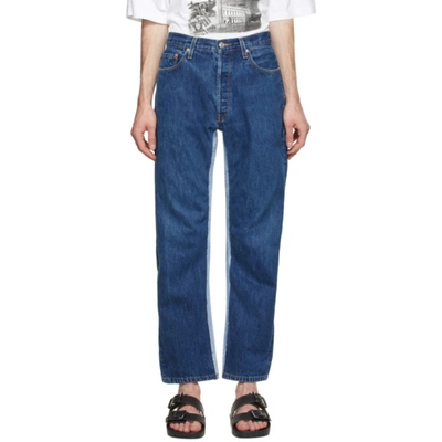 Balenciaga Blue Recycled Slip Patch Jeans In 5662 Washed Indigo