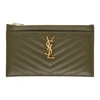 Saint Laurent Womens Khaki Monogram Quilted Leather Pouch In Vert Khaki