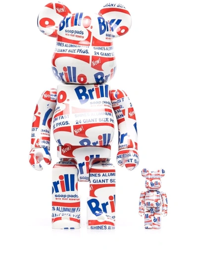 Medicom Toy Kids' X Andy Warhol Brillo Be@rbrick 100% And 400% Figure Set In Weiss