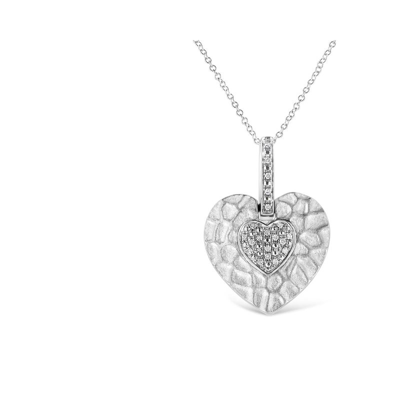 Haus Of Brilliance .925 Sterling Silver Pave-set Diamond Accent Heart Shape 18" Pendant Necklace In White