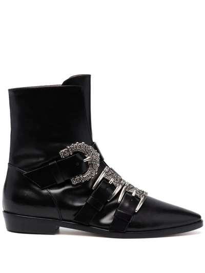 Etro Decorative Side-buckle Ankle Boots In Black